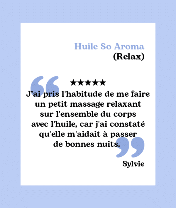 Avis Huile de massage bio so aroma relax